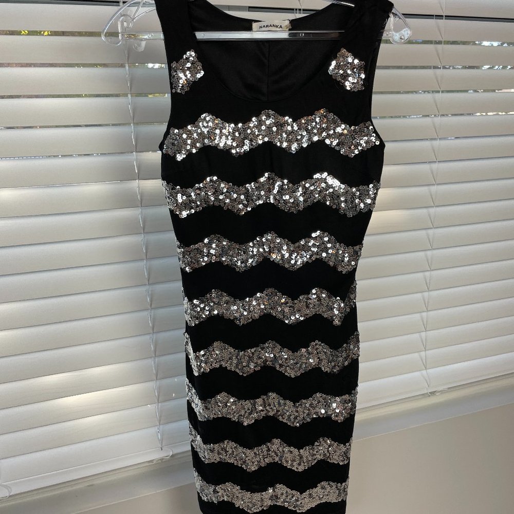 Naranka Black and Silver Sequin Dress (Used)